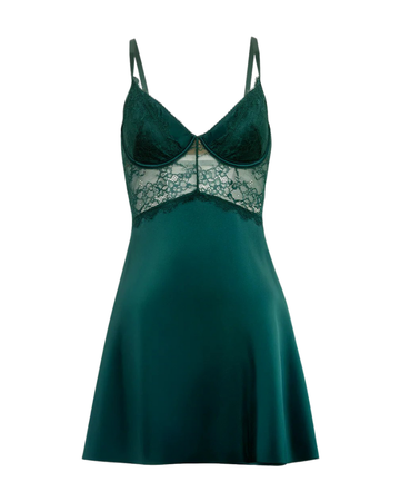 Oh La La Cheri 74-12058 Rain Forest Dawn Satin Underwire Babydoll Myselflingerie.com